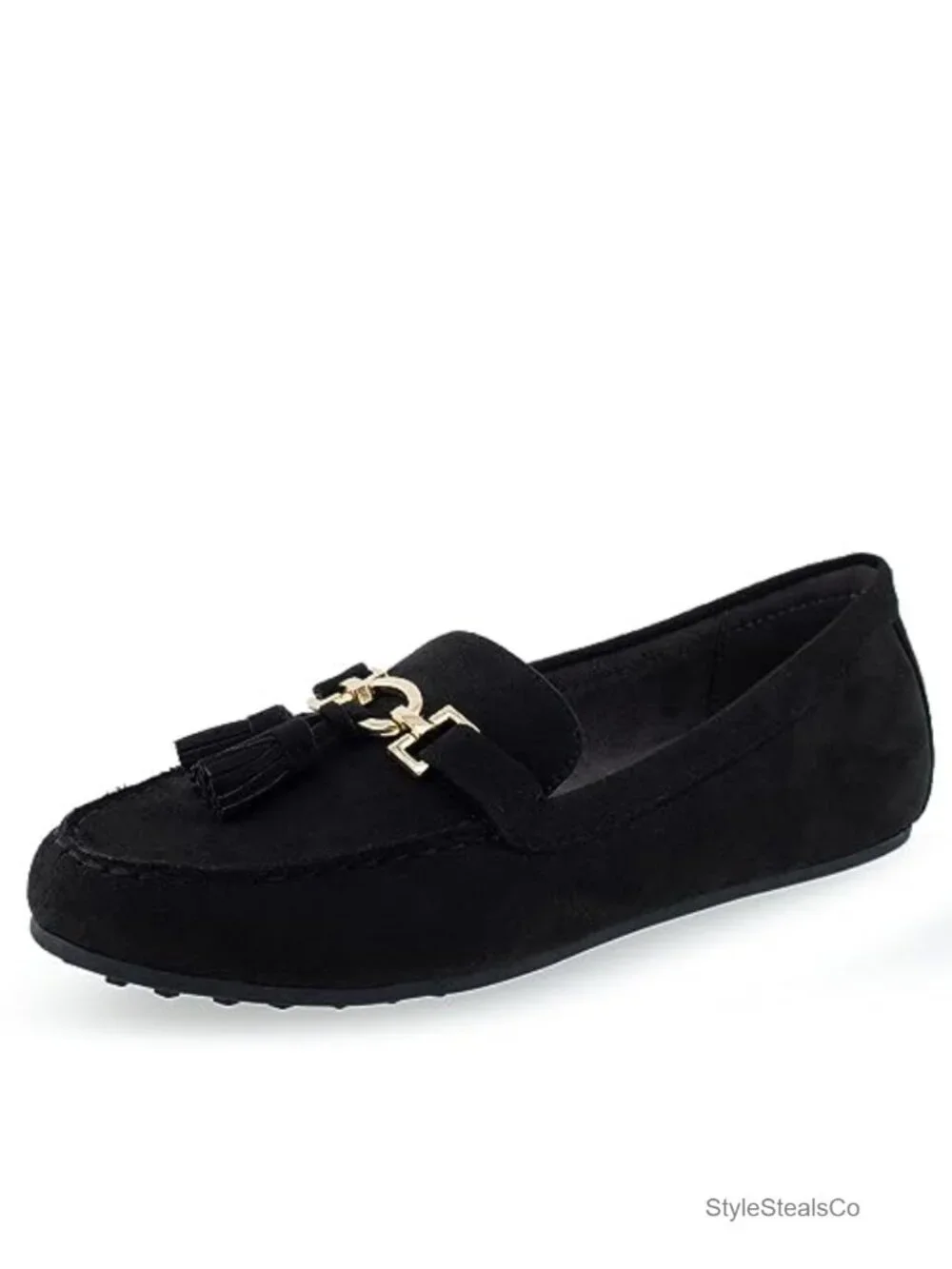 Faux Suede Loafers with Tassel Detail Flat Heel Memory Foam